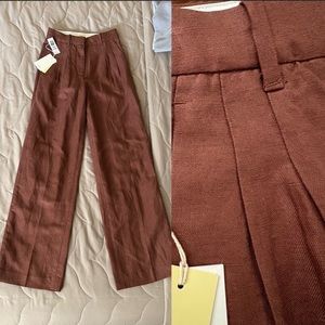 Aritzia Wilfred LINEN Effortless Pants MOCHA SORBET